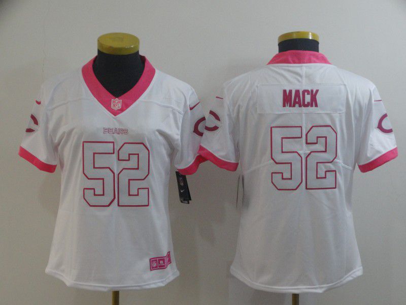 Women Chicago Bears #52 Mack white pink Nike Vapor Untouchable Limited Player NFL Jerseys